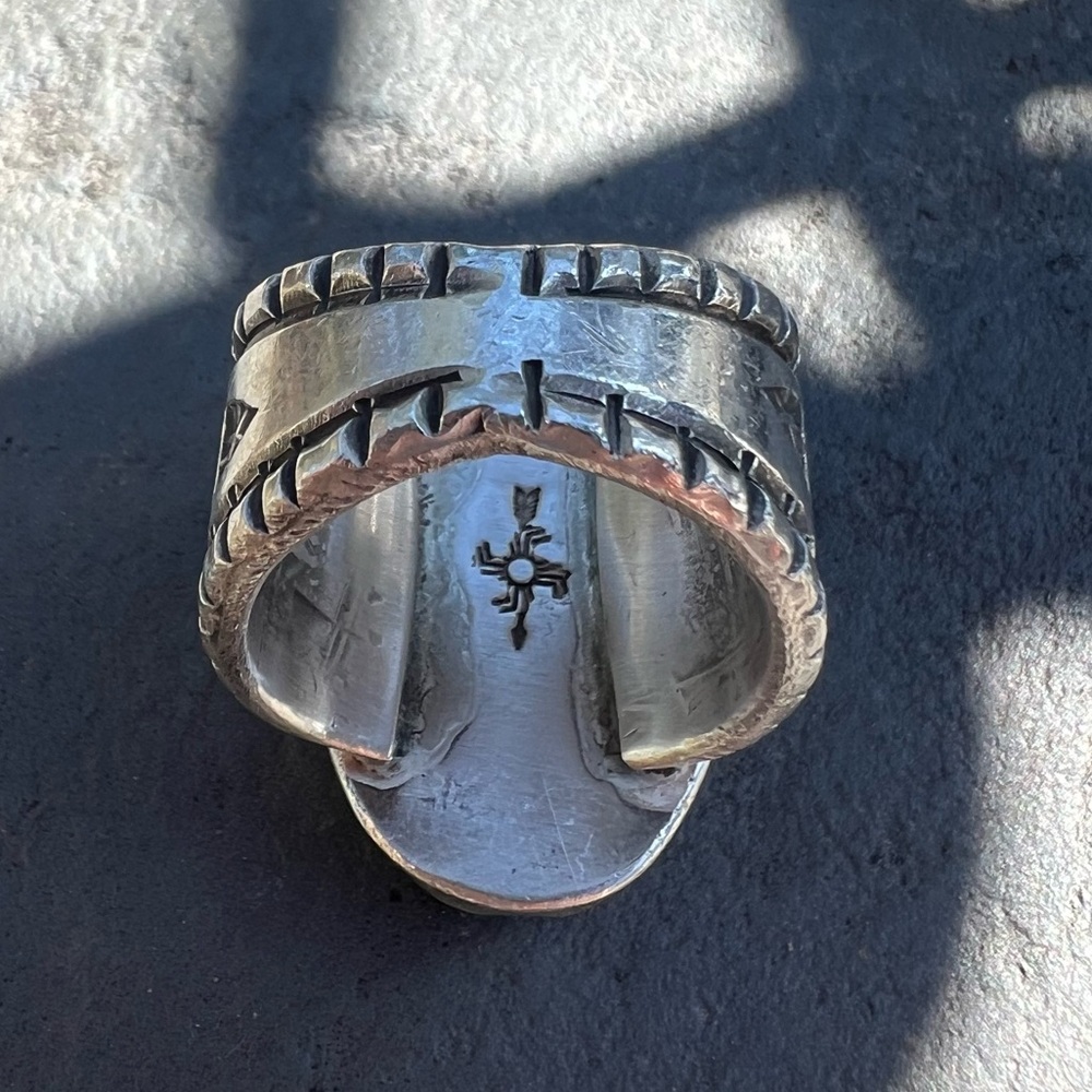 Native American Blackjack Turquoise Ring - Picture 7 of 8